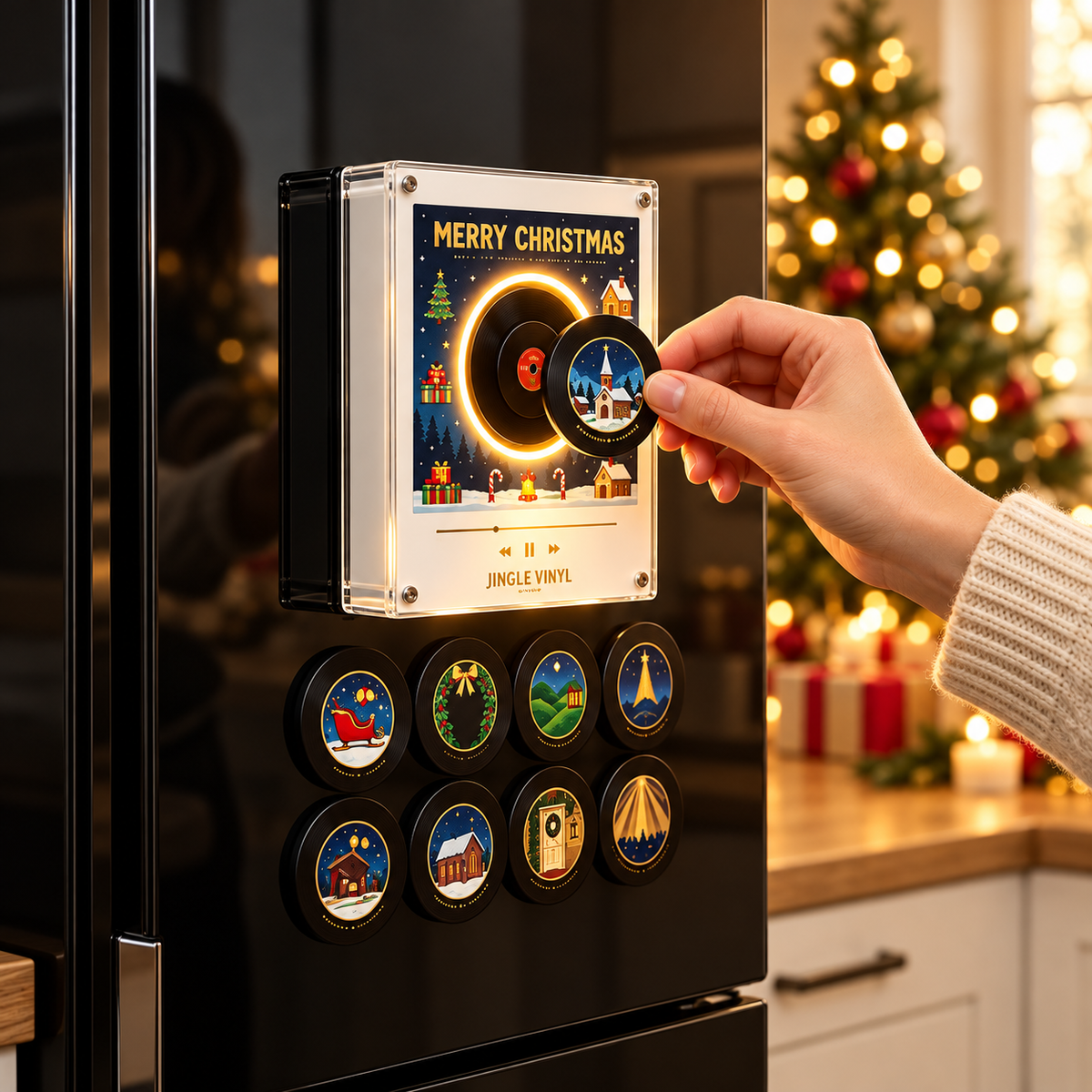Christmas Vinyl Record Player Fridge Magnet – 9 Holiday Records